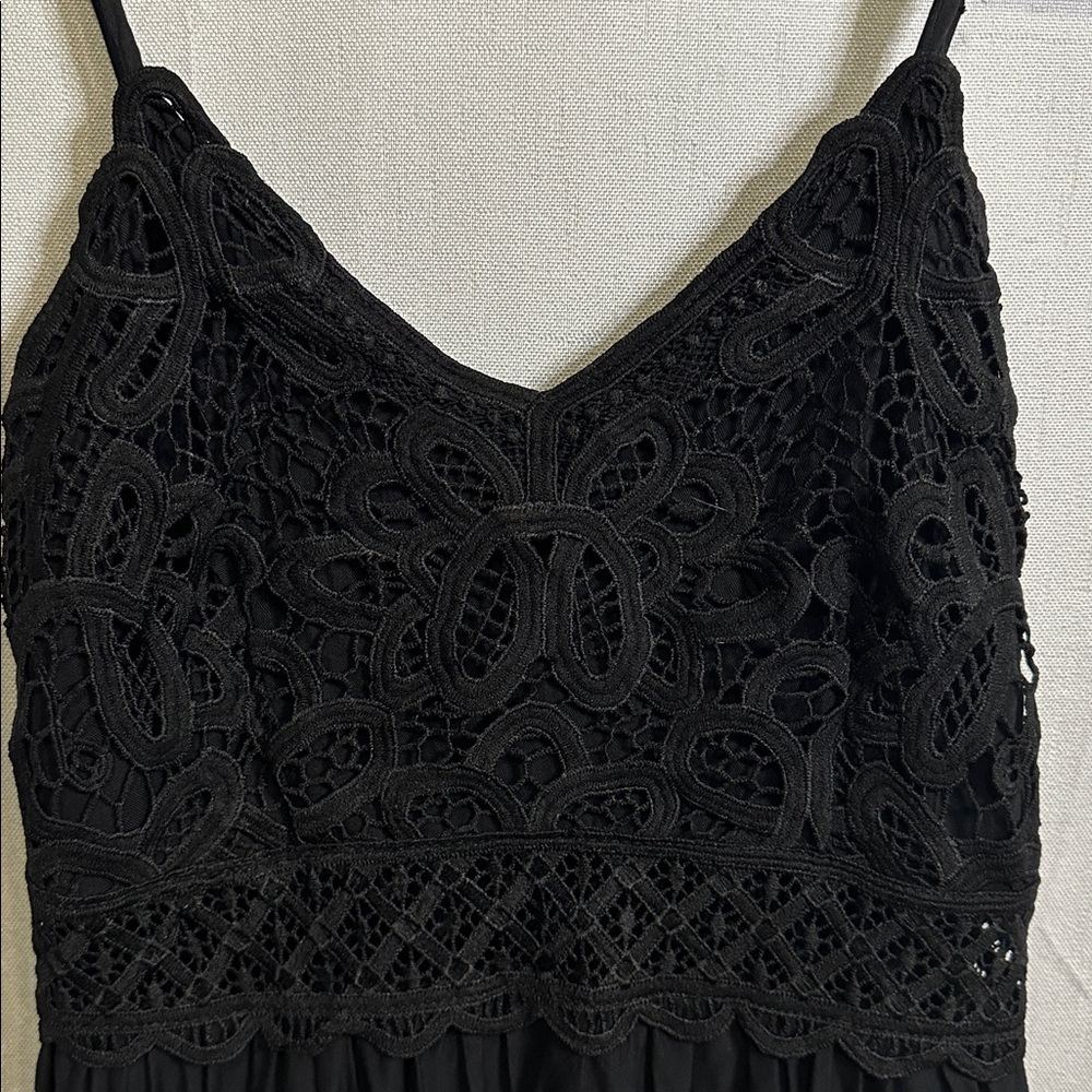 NWOT Black Tiered Lace Maxi Dress - Picture 2 of 7